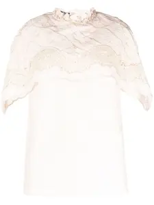 Блузка с короткими рукавами и вышивкой Alberta Ferretti, розовый