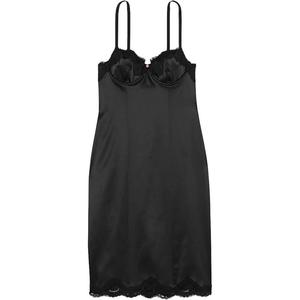 Victoria's Secret Черное платье-комбинация с отделкой из сатинового кружева Wicked / ночная сорочка Women's Black
