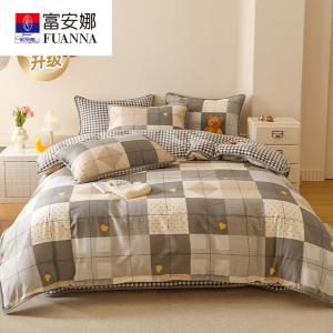 Fuanna Пододеяльник 200х230 см, односторонний, зимний, вельвет, комплект из 4 предметов, гребенной хлопок + утолщенный вельвет 250 г