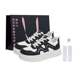 Boldi Kuki Женские скейтерские кеды лоу-топ черные (сумка для покупок + носки в комплекте), цвет Black (Shopping Bag+Comes with Socks)