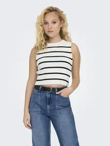 Only вязаный свитер "ONLMAJLI S/L TOP KNT NOOS", цвет Cloud Dancer Stripes:Black