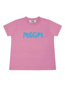 Футболка из хлопка с логотипом MSGM Kids, розовый