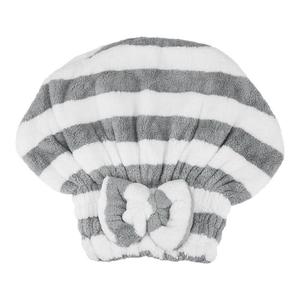 Полотенце для сушки волос из кораллового флиса, сухое полотенце для сушки волос для взрослых, сильное впитывающее серое Unique Bargains, цвет Gray White