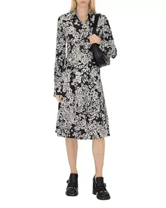 Плиссированная шелковая юбка с ромашками Burberry, черный