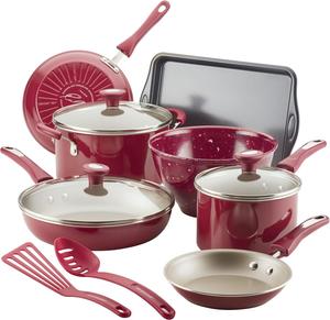 Набор посуды для приготовления Rachael Ray Get Cooking! с антипригарным покрытием, 12 предметов, бордовый
