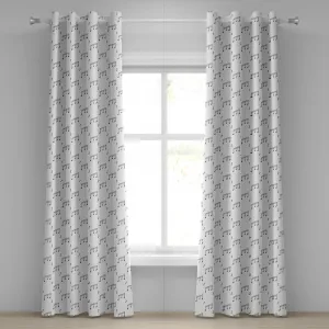 Музыкальная штора на люверсах ABAKUHAUS, узор в стиле Музыкальные ноты, Соната, Вокальная песня, Ключ, Мелодии, Ручной стиль, декоративная двухпанельная штора на окно, 280 см x 245 см, антрацитово-серый Abakuhaus