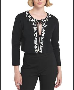 Женский кардиган с пайетками и завязками спереди, вышитый ELLE Collection, No Color