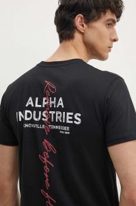 Хлопковая футболка Alpha Industries, черный