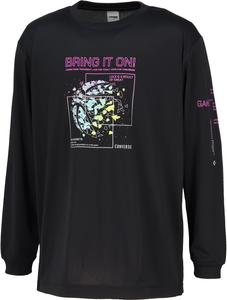 Баскетбольная футболка с длинным рукавом Converse CB252367L, с принтом, влагоотводящая, быстросохнущая, унисекс, черный/серый