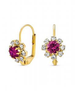 Серьги-подвески в виде цветка с кристаллами, позолоченная латунь, застежка-рычаг Bling Jewelry, Pink