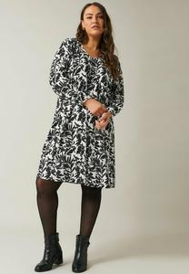 Повседневное платье FLORAL CRINKLE MIDI Evans, черный