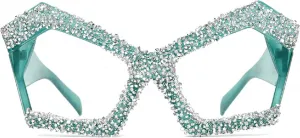 Роскошные солнцезащитные очки Melrose «кошачий глаз» с бриллиантами и стразами, защита от ультрафиолета UV400, модные солнцезащитные очки-маска 9618, Green