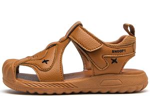 Детские сандалии с противоскользящей подошвой и защитой от ударов. Для детей 3–7 лет. SNOOPY, коричневый