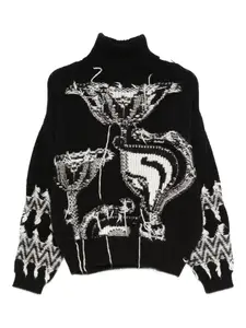 Свитер с высоким воротником и узором Circus Hotel, черный