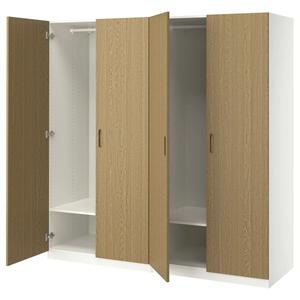 Гардероб PAX/TONSTAD IKEA, 200x60x201 см, цвет white/oak veneer