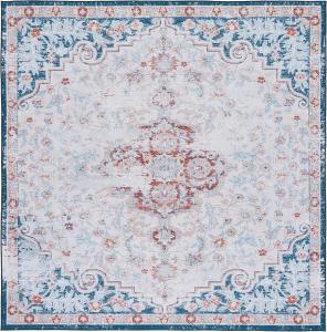 Ковер SAFAVIEH, 183 x 183 см, моющийся коллекция Tucson - Beige & Rust, противоскользящий, идеален для помещений с высокой проходимостью: гостиная, спальня, домашний офис, столовая (TSN117B-6SQ)