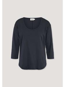 Футболка с длинными рукавами Hessnatur Light Slub, свободного кроя, изготовлена из чистого органического хлопка, темно-синего цвета