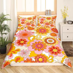 Erosebridal Винтажный комплект постельного белья с цветочным принтом в стиле бохо, красный и желтый, легкий материал, Multi 14
