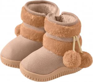 Девочкам теплые сапоги, мальчикам зимние снежные ботинки с искусственным мехом, уютные короткие ботинки, теплые утепленные ботинки на щиколотку для детей от 1 до 11 лет Generic, Beige