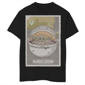 Футболка с плакатом и рисунком «Звездные войны, Мандалорец, ребенок» для мальчиков 8–20 лет Star Wars, черный