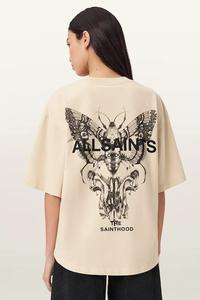 Хлопковая футболка halis AllSaints, бежевый