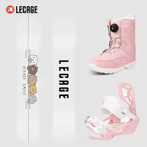 Детский сноуборд LECAIGE, набор Smiley Cat с быстросъёмными ботинками, креплением, шлемом и очками, 100 см