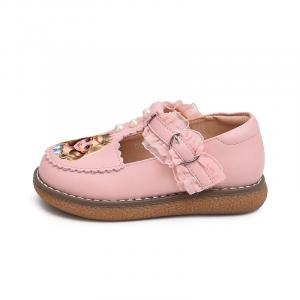 Нескользящие низкие кожаные туфли цвета экрю для детей Budding, розовый