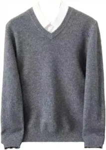Мужской шерстяной свитер с v-образным вырезом