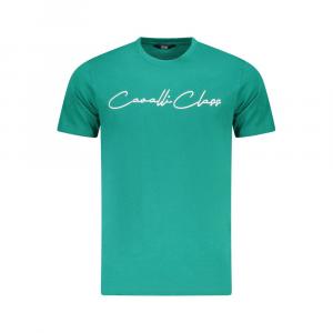 Зеленая хлопковая мужская футболка Cavalli Class