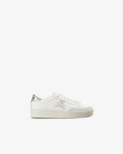 Женские ретро-кроссовки типа Sneakers с черепом сбоку и контрастным каблуком Scalpers, белый/серый