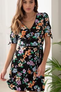 Облегающее мини-платье Bella с эластичными рукавами и завязками Pour Moi, черный