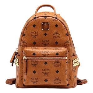 MCM Мини рюкзак унисекс из визетоса и холста с кожаной спинкой коричневый коньяк