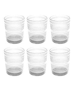 Набор из 6 бокалов для кобальтового кобальтового коктейля «Двойной виски» с бусинами Abode Homewares, прозрачный