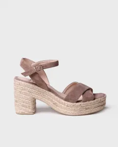 Женские босоножки на каблуке из однотонной замши с пряжкой Toni Pons, коричневый