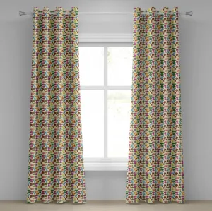 Шторы на окна ABAKUHAUS с люверсами для мотоциклов, красочный рисунок из коллекции мотоциклов с забавным детским рисунком, декоративные двухпанельные шторы, 280 см x 245 см, сине-желтый цвет Abakuhaus