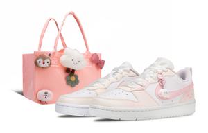 Nike Court Borough Low 2 устойчивые к истиранию низкие кроссовки для скейтбординга Pink Kids'