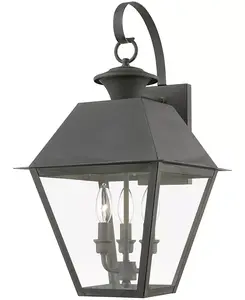 Большой настенный уличный фонарь Wentworth на 3 лампы Livex, charcoal