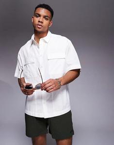 Рубашка свободного кроя из поплина ASOS DESIGN белого цвета с нагрудными карманами