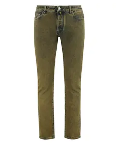 Джинсы прямого кроя с кожаным логотипом. Moorer, зеленый