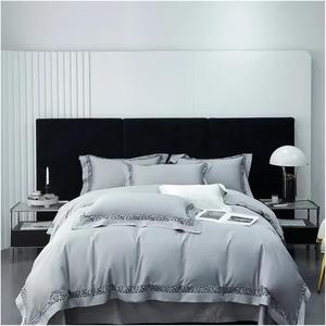 YUSIWOAL Комплект постельного белья из египетского хлопка с ажурной вышивкой Grey