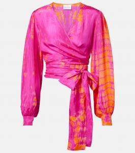 Топ-накидка из тай-дай шелка Anna Kosturova, Magenta Tangerine
