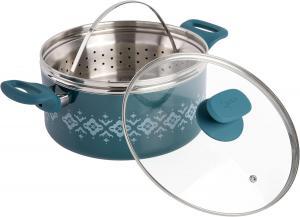 Кастрюля со вставкой для пароварки Spice by Tia Mowry из нержавеющей стали с крышкой 4,7 л, бирюзовый