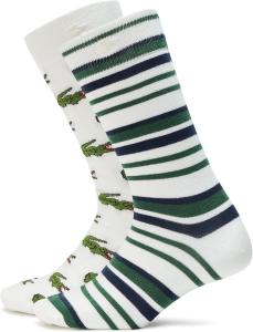 Набор из двух пар носков Lacoste унисекс, White/Green/Navy Blue