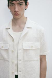 Повседневная рубашка из букле обычного кроя H&M, белый