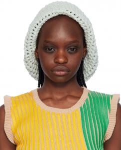 SSENSE Эксклюзивная вязаная крючком шапка синего и бежевого цвета Stanley Raffington, Cream