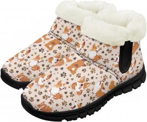 Мальчик Девочка Сапожки для снега Короткие зимние теплые сапожки Нескользящие легкие уличные обувь для холодной погоды Chririnla, Cartoon Corgi