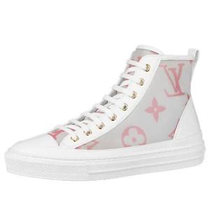 Кроссовки stellar zip up ankle sneakers 'white grey with pink monogram' Louis Vuitton, розовый