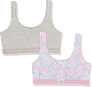 Комплект из 2 бюстгальтеров-бралеттов Calvin Klein Girls Modern Cotton, Lilac Marble/Heather Grey
