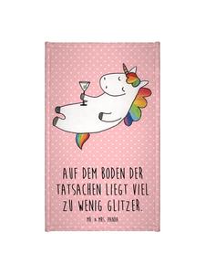 Mr. & Mrs. Panda Полотенце с единорогом, цветочным рисунком и надписью пастельно-красного цвета