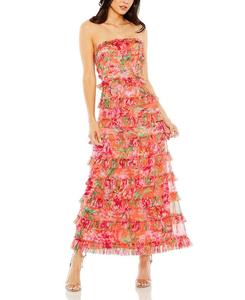 Мини-платье без бретелек с рюшами Mac Duggal, оранжевый